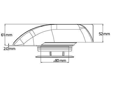 Small Low Profile Van Motorised ventilator dimensions side