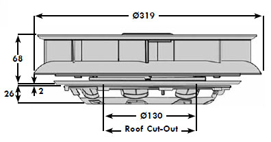 Low Profile Rotary Vent for Vans dimensions