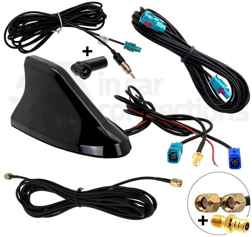 Shark Fin roof mount car aerial KIT - DAB AM FM and GPS car antenna  CT27UV83 - PLUS cables