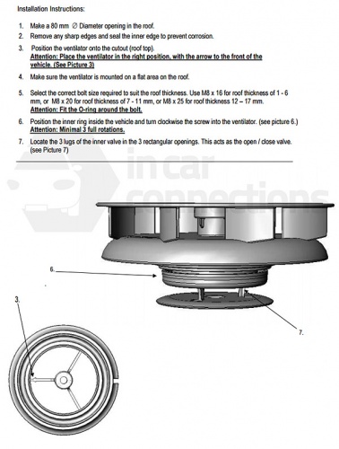 Small low profile rotary van ventilator for van bus caravan Black