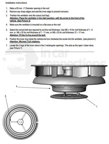 Small low profile rotary van ventilator for van bus caravan Black