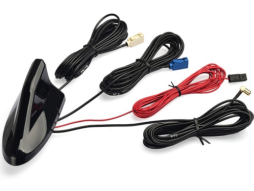 Shark Fin roof mount car aerial KIT - DAB AM FM and GPS car antenna with connecting cables