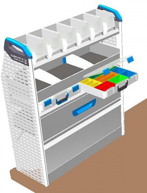 Sortimo pre-built van racking module - T1 Version 2A - Near Side