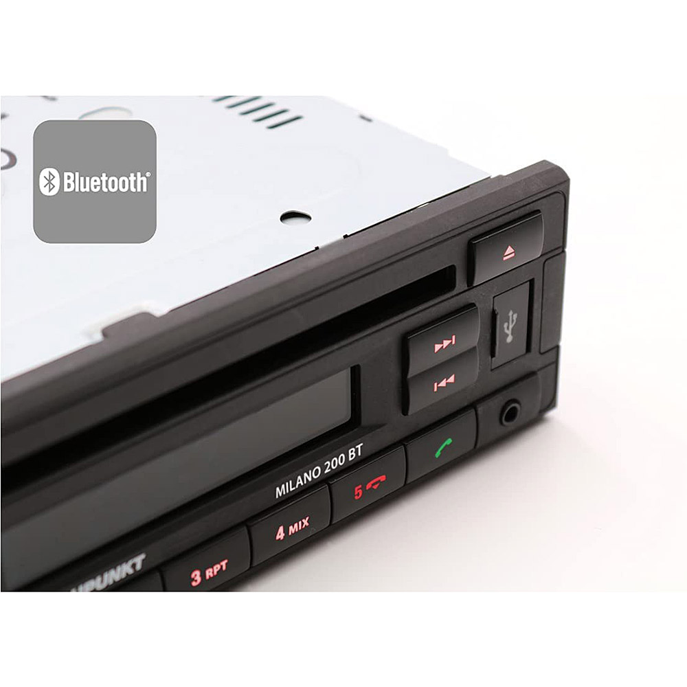 Blaupunkt Milano 200 BT in car radio CD player with bluetooth USB MP3 AUX input.