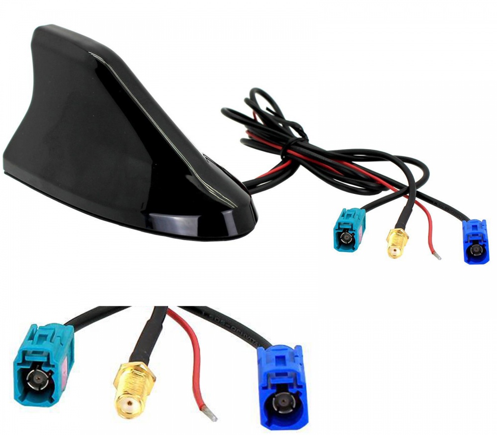 Shark fin in car roof mount DAB AM FM and GPS aerial antenna