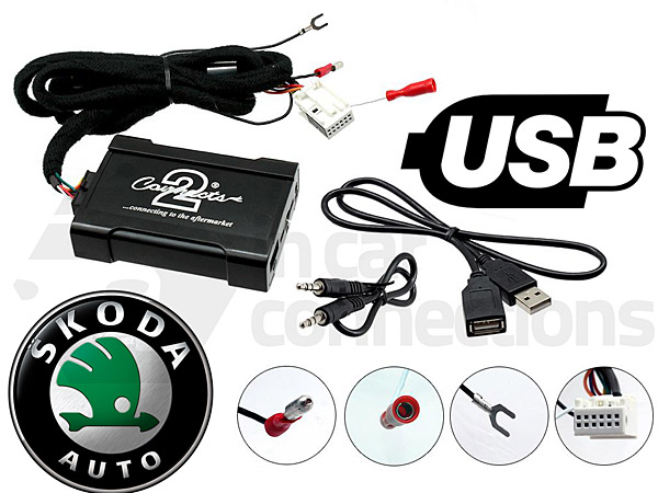 Skoda USB adapter interface CTASKUSB003 for Skoda Octavia Fabia Roomster  Superb and Yeti with Quadlock connectors