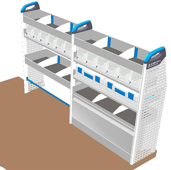 Sortimo pre-built van racking module - T1 Version 2A - Off Side