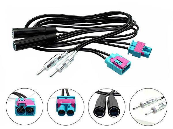 CT27FM04 Twin Fakra aerial antenna adapters DIN for FM modulator in Audi  Skoda VW etc