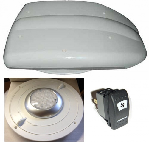 Low profile motorised van ventilator for vans plus inner valve with light