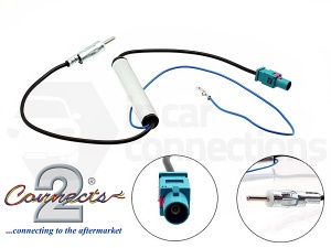 Amplified Fakra car radio aerial antenna adapter to DIN CT27AA14 for VW Audi Skoda Mercedes Seat Ford Peugeot Citroen Vauxhall