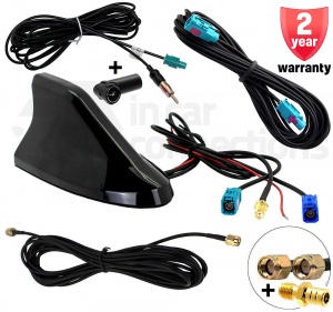 Shark Fin roof mount car aerial KIT - DAB AM FM and GPS car antenna CT27UV83 - PLUS cables
